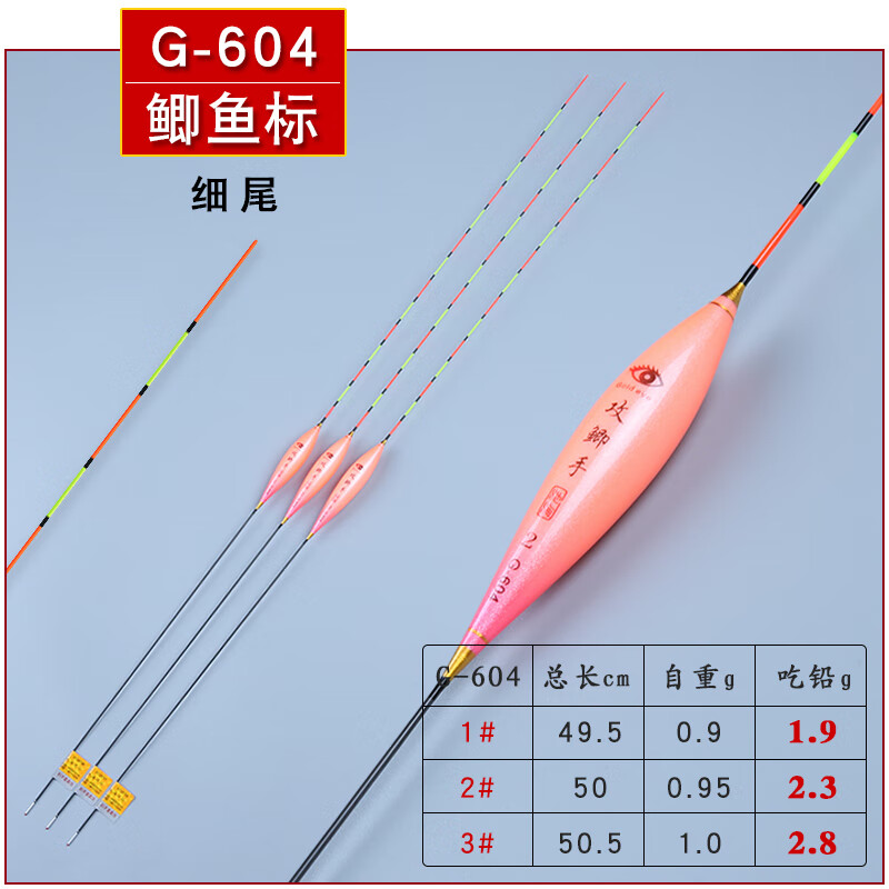 黄金眼攻鲫手高灵敏纳米鱼漂轻口鲫鱼浮漂加粗醒目浮标正红黄尾品垂钓乐 黄金眼攻鲫手G-604 3号一支加粗尾