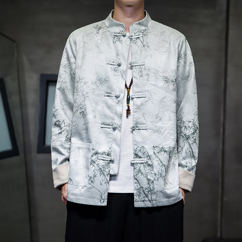 hiewi2023秋冬新款中国风男装鹿皮绒复古中式唐装汉服大码潮流夹克