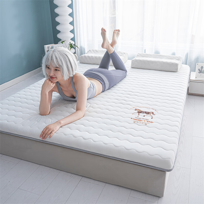 5x2米床家用单人被褥地铺宿舍加厚双人榻榻米垫被 马到成功-白【厚度