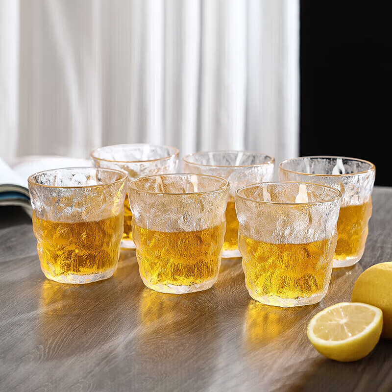 品维冰川杯6只装玻璃杯水杯套装牛奶杯果汁杯啤酒杯250ml