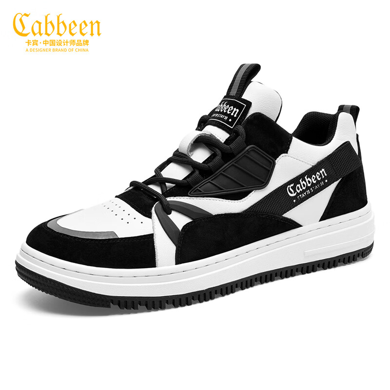 卡宾男鞋板鞋男运动休闲鞋男户外男士潮百搭春秋新款 黑白 38 比运动