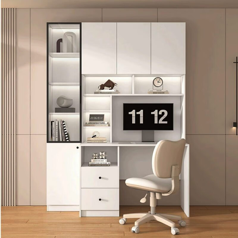 榕楚书桌定制家用实木书桌书桌书柜一体书桌卧室学习桌高端家用书桌 长120cm四门木柜(桌+80cm书柜)