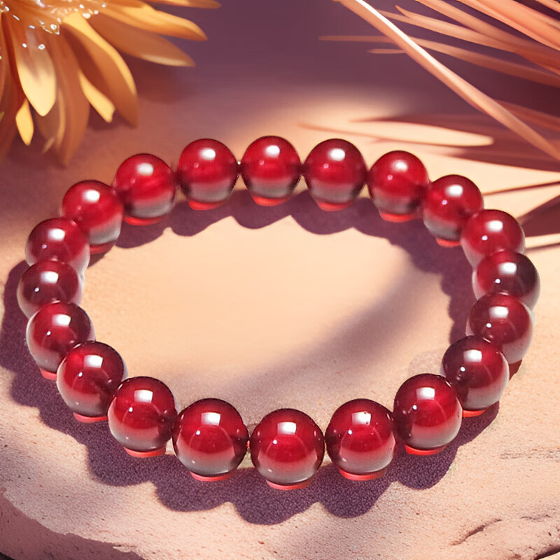 冰珂晶石本命年橙红石榴石手链 水晶手串天然水晶手串女女友礼物 11mm