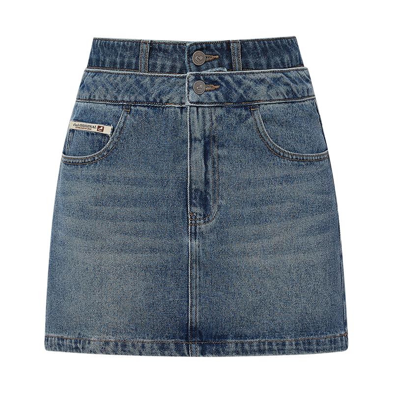 DZZIT地素半身裙夏季復(fù)古摩登丹寧牛仔裙子女 藍(lán)色 M
