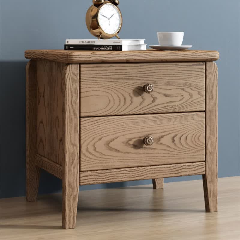 king实木床头柜全实木简约白蜡边北欧轻奢储物原色卧室收纳家具 浅色