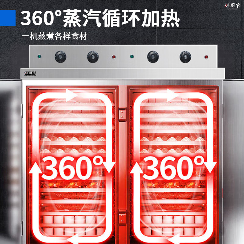 好厨官蒸饭柜商用电蒸箱大容量蒸饭车食堂餐厅厨房双门智能蒸饭箱燃气液化气蒸包机蒸包炉蒸饭器电蒸炉 【电气两用款】大24盘