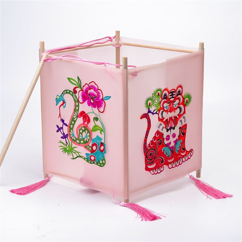 粉色四角 彩色剪纸 剪纸图案随