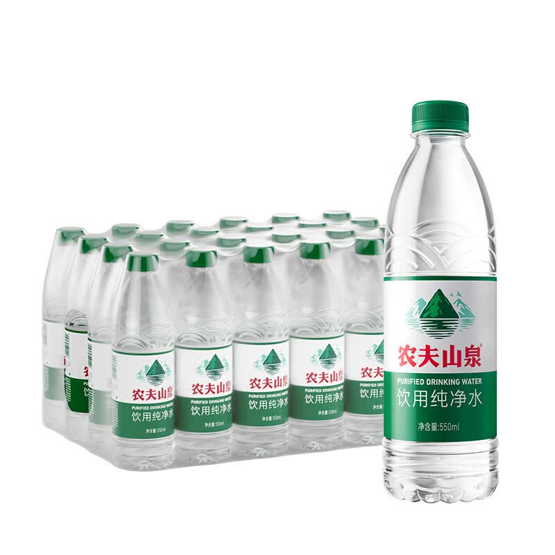 农夫山泉纯净水 550ml/瓶 多种类 天然水源 口感甘洌天然饮用水 绿瓶