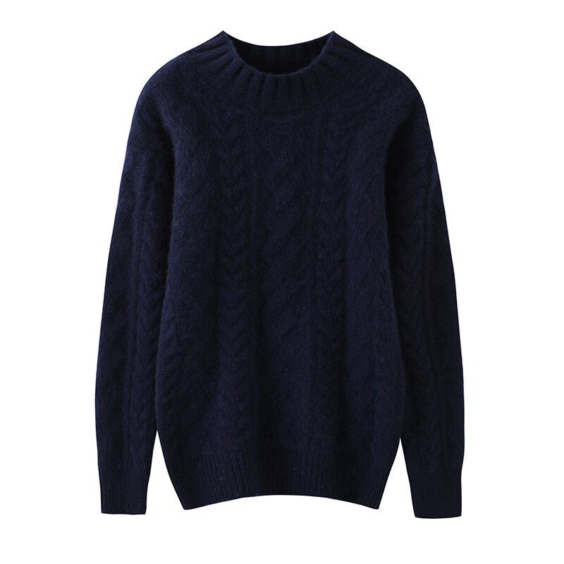 至无稻童装新款儿童羊毛衫秋冬男童圆领麻花毛衣女童打底加厚羊毛衫冬季 克莱因蓝 170cm