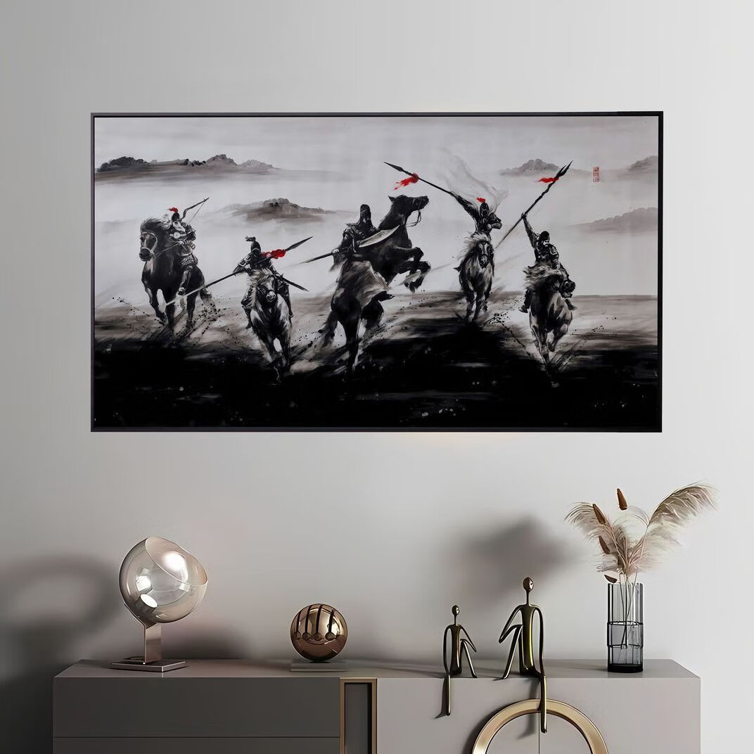 琉滋五虎上将水墨画三国五虎上将图装饰画像壁画常山赵子龙古风挂画饭