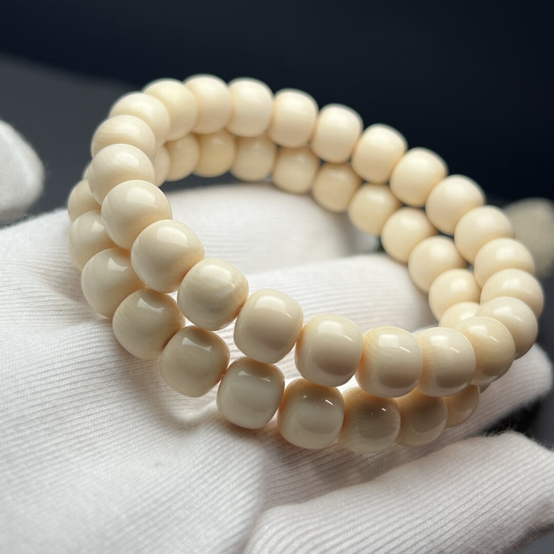 万城猛犸象牙手串稀世甄宝男女可戴轻奢礼品送老婆送男女友礼物 白色