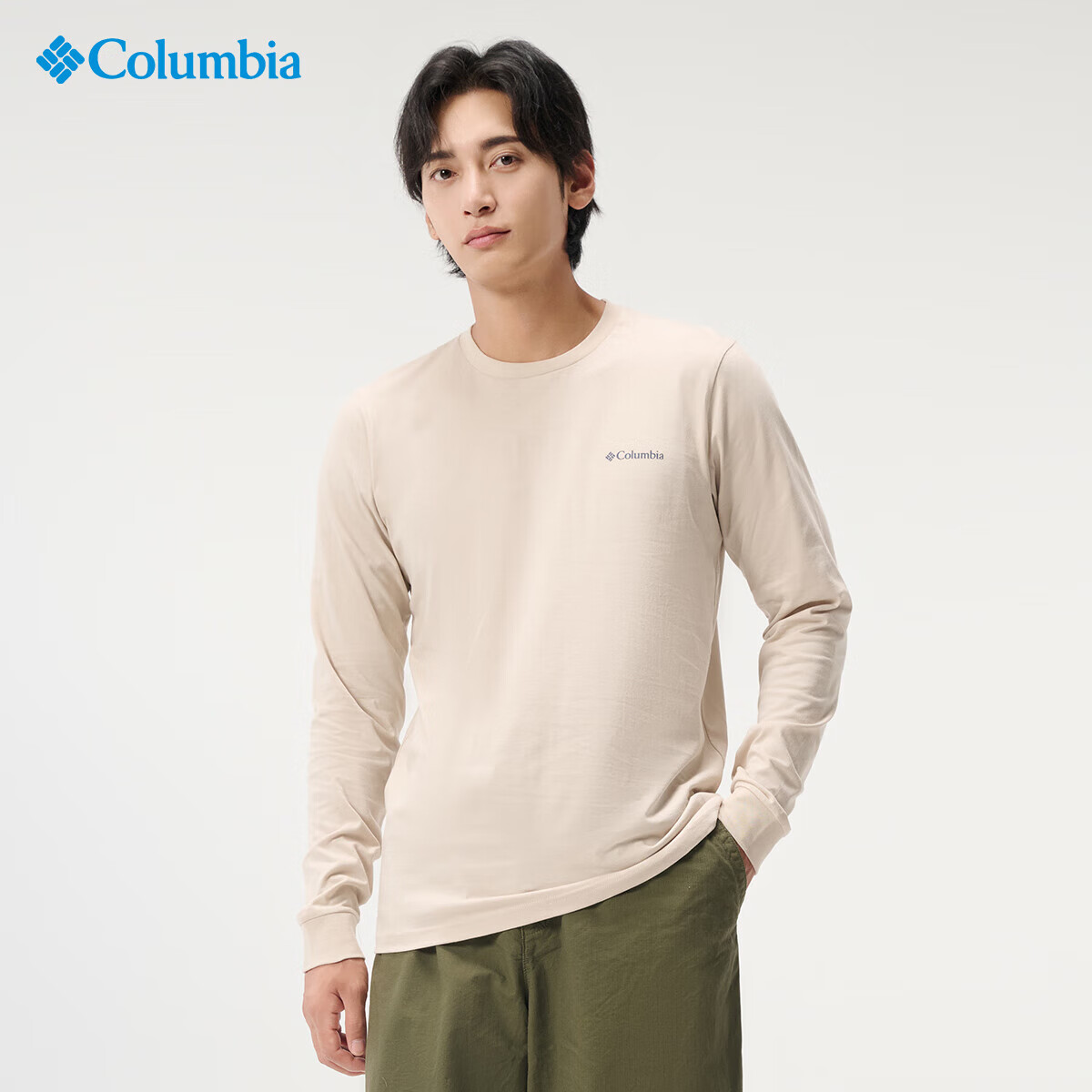 columbia哥伦比亚长袖t恤男24秋冬运动户外圆领印花针织上衣 ae3817