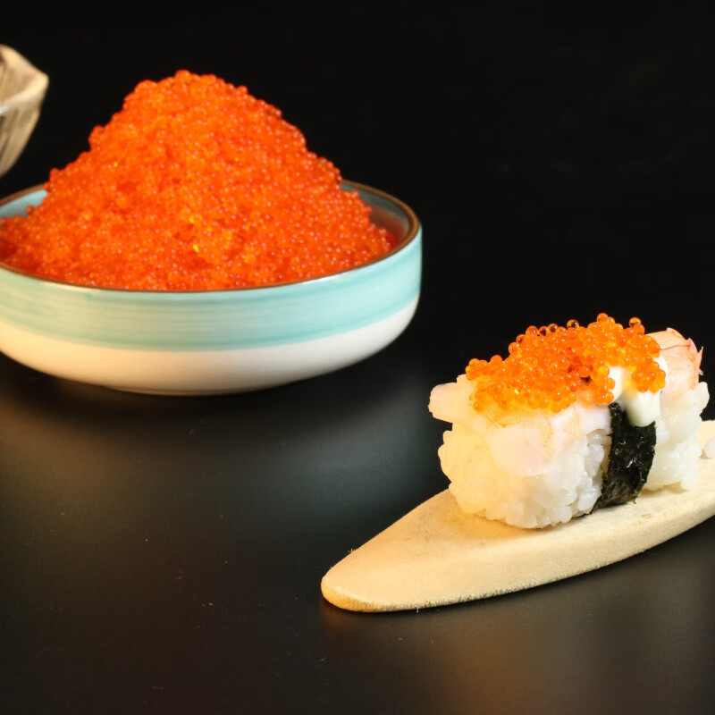 江船长鱼籽寿司饭团食材海鲜生鲜拌饭调色调味鱼籽多色新鲜鱼子酱 橙色400g鱼籽