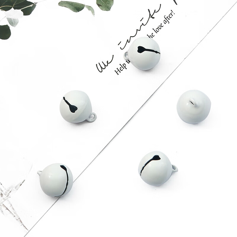 手工制作14mm糖果色铁制喷漆小铃铛宠物挂件 做钥匙扣配件材料 白色