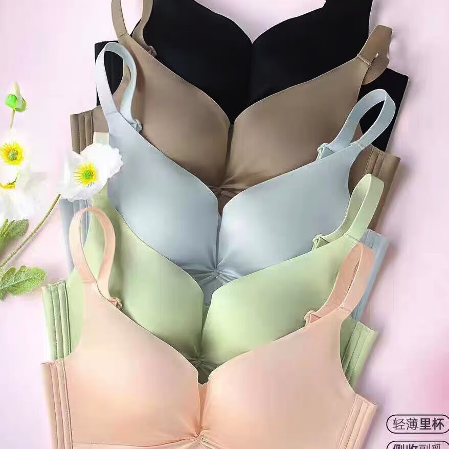 9359无痕无钢圈中厚b杯简约光面立体罩杯上托收副乳 肤色 75/34b