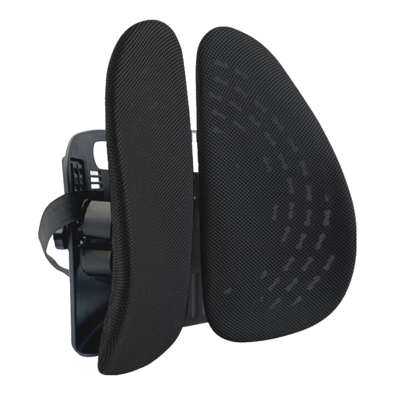 京严腰靠办公室人体工学腰垫椅子靠垫汽车座椅护腰垫靠背腰托久坐神器 经典黑【透气网面-常规款】推荐久坐人群 40cm*14cm 含枕芯 5挡可调/舒适减压/贴合腰椎