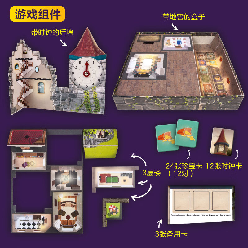 豚小蒙神秘门桌游5-6-7岁儿童益智玩具亲子互动古堡冒险侦探险桌面游戏 神秘门(古堡探案 4岁+)