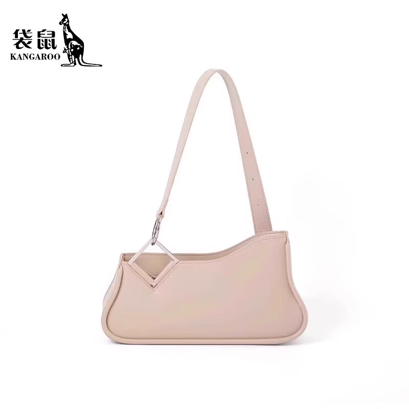 袋鼠真皮包包女2023新款通勤腋下包高级感包包女冬小众设计单肩包