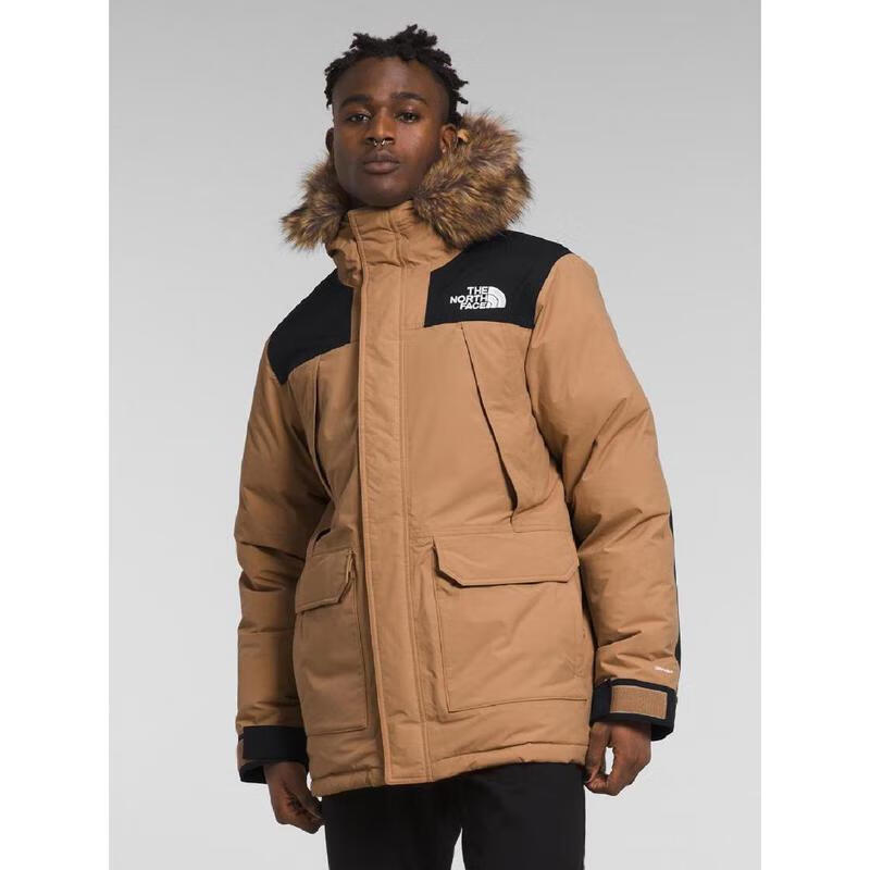 羽绒服 秋冬款耐磨防风防寒保暖休闲外套男 时尚连帽派克大衣 almond