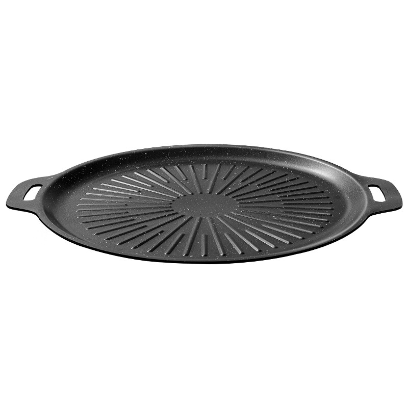 户外麦饭石卡式炉烤肉盘烧烤盘烤肉锅韩式铁板烧电磁炉煎烤盘家用 加厚34cm【适用4-6人】炉灶通用