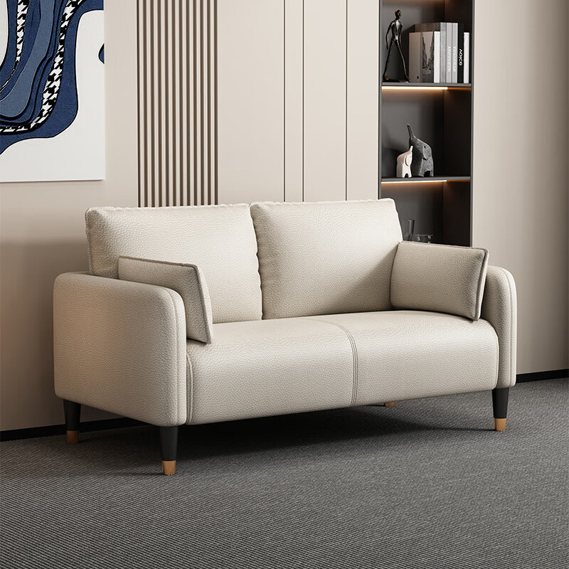 巧谷【透气设计】科技布沙发客厅小户型简约现代公寓轻奢卧室出租房双 米白色【生态皮】 大双人【乳胶款】 140cm