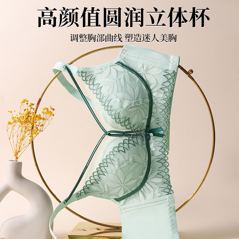 芬腾性感文胸内衣女小胸聚拢调整型无钢圈大胸上托透气文胸罩夏季显瘦 优雅黑 38/85C