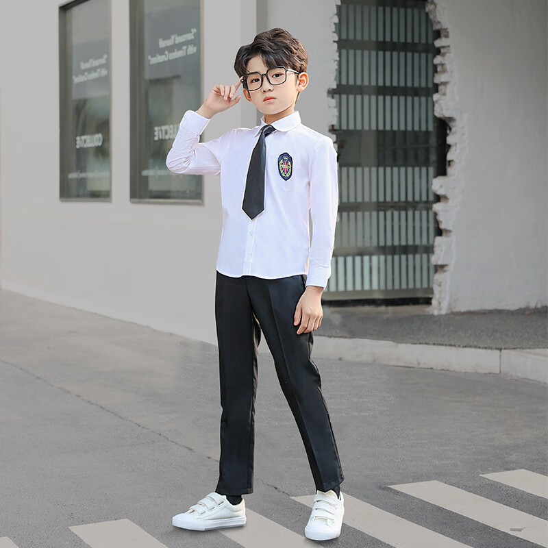 莱鸣儿童新款幼儿园校服毕业照六一合唱演出服学生班服背带裙套装 男