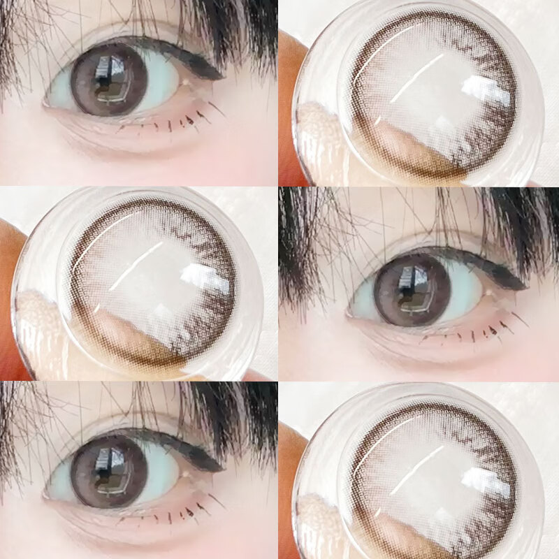 华暒美瞳半年抛新款女1片装棕色大直径小黑色自然混血能量曜石灰蓝椰 巴斯克玫瑰-14.2mm-【粉嘟嘟水漾瞳】 100度