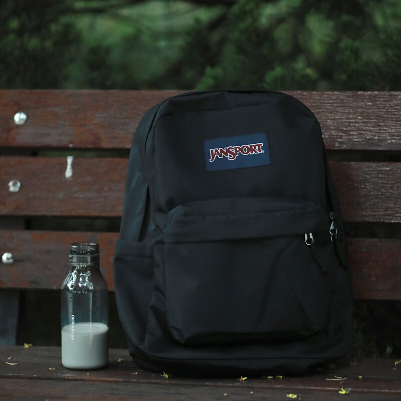 JANSPORT杰斯伯双肩包女学生旅行包26L旅行轻便透气书包男背包 4QUT008 爵士黑-侧边袋