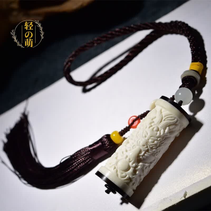 轻萌天然鹿骨雕刻龙柱手把件龙腾四海包挂车挂钥匙挂摆件吊坠男生礼物