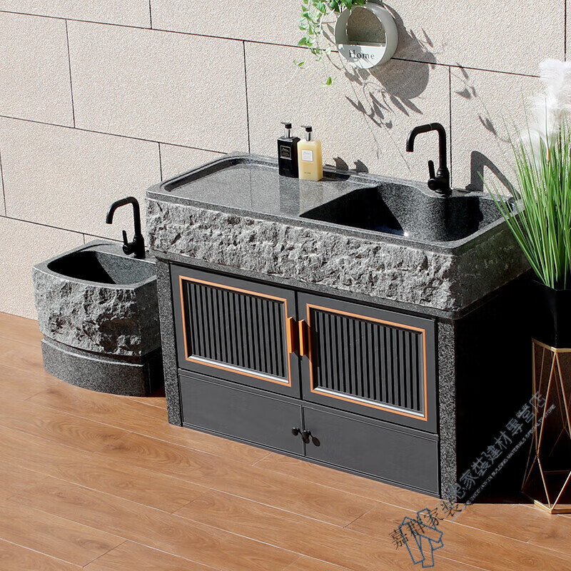 花乐集天然石头整石一体落地式庭院洗手台阳台大理石家用池 平台款80