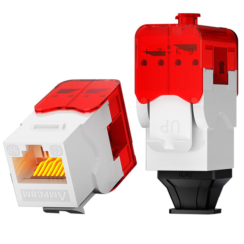 安普康（AMPCOM）网络模块超六类 免打万兆非屏蔽CAT6A类网线面板插座 RJ45水晶头镀金UTP电脑信息网口AMC6A80WH