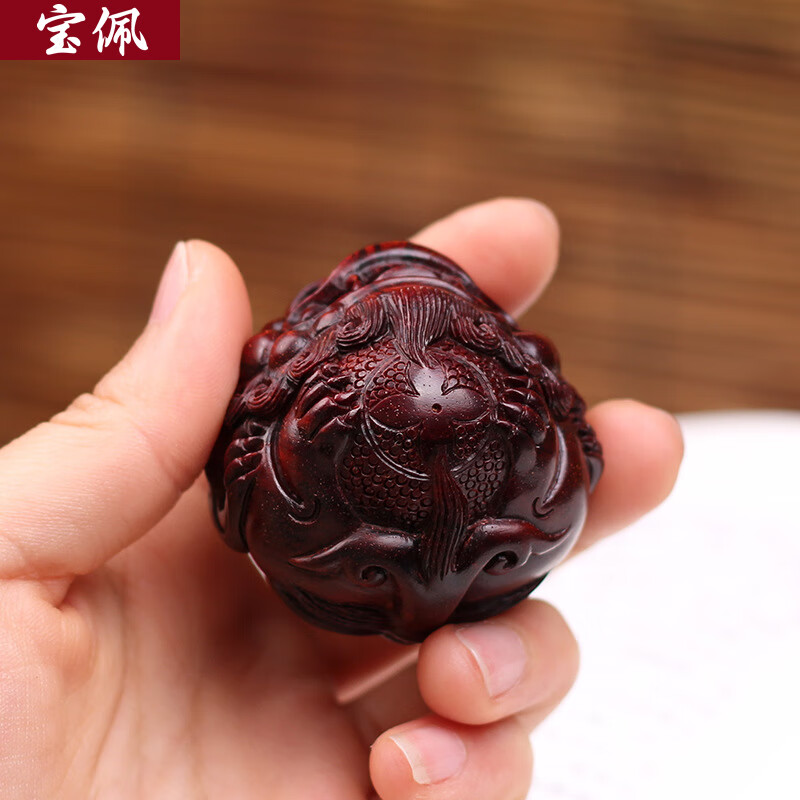 高档小叶紫檀木雕貔貅保健球文玩手球健身球把玩按摩球手握球礼品 小叶紫檀貔貅球一对
