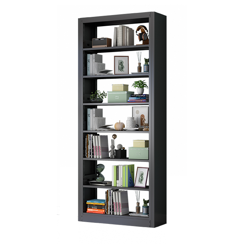 奈高钢制书架学校图书馆书籍柜书店家用落地资料架档案架阅览室铁艺展示架储物架单面七层主架1000宽2.4米高