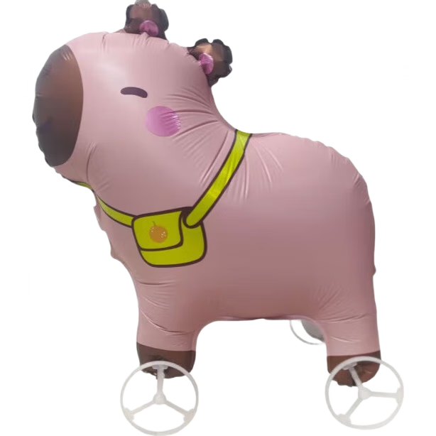 【送充气吸管】新款儿童宝宝生日带轮卡通走路动物气球装饰场景 小号带轮-飞翔独角兽