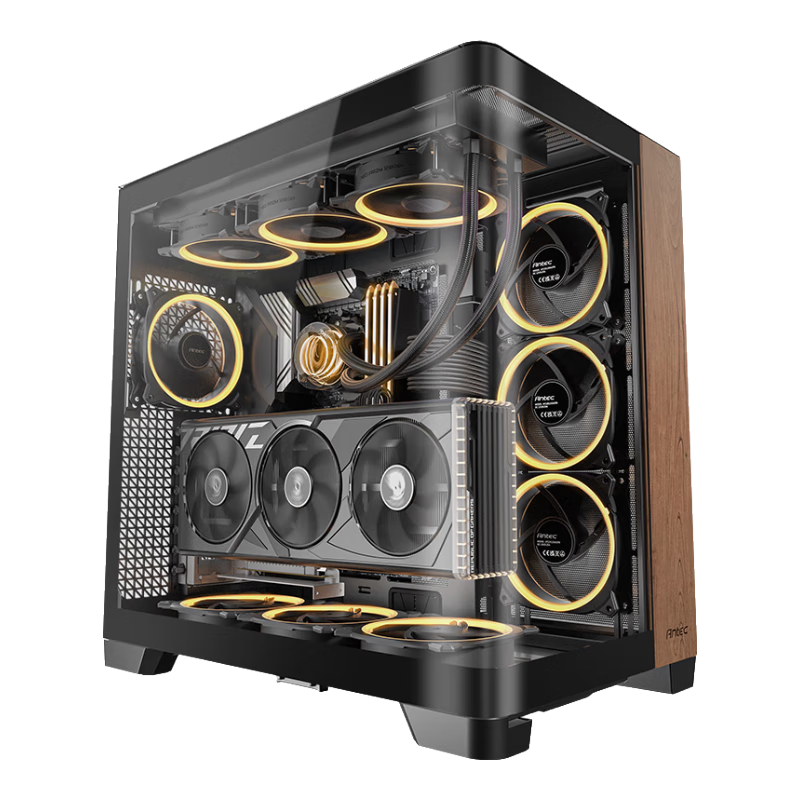 安鈦克（Antec）C8 全塔海景房 C8 Curve Wood側透全景大彎玻璃/木質(zhì)外觀(guān) C8 大彎玻海景房 木質(zhì)外觀(guān) 機箱+安鈦克TiTAN 850W 金牌全模