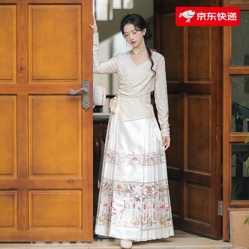 漢尚華蓮原創(chuàng)漢服女秋冬織金馬面裙月燈游明制混搭套裝新中式穿搭 月燈游-一片式馬面裙 XS