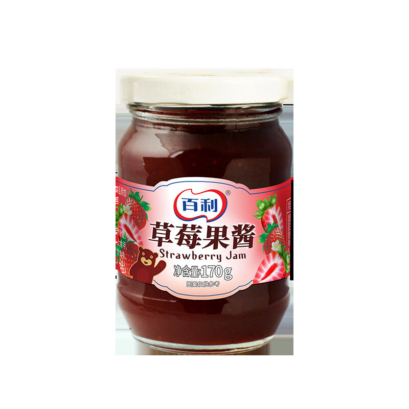 百利藍莓醬草莓果醬涂抹面包土司醬奶茶圣代蛋糕夾心餡料烘焙原料 0脂肪草莓果醬170