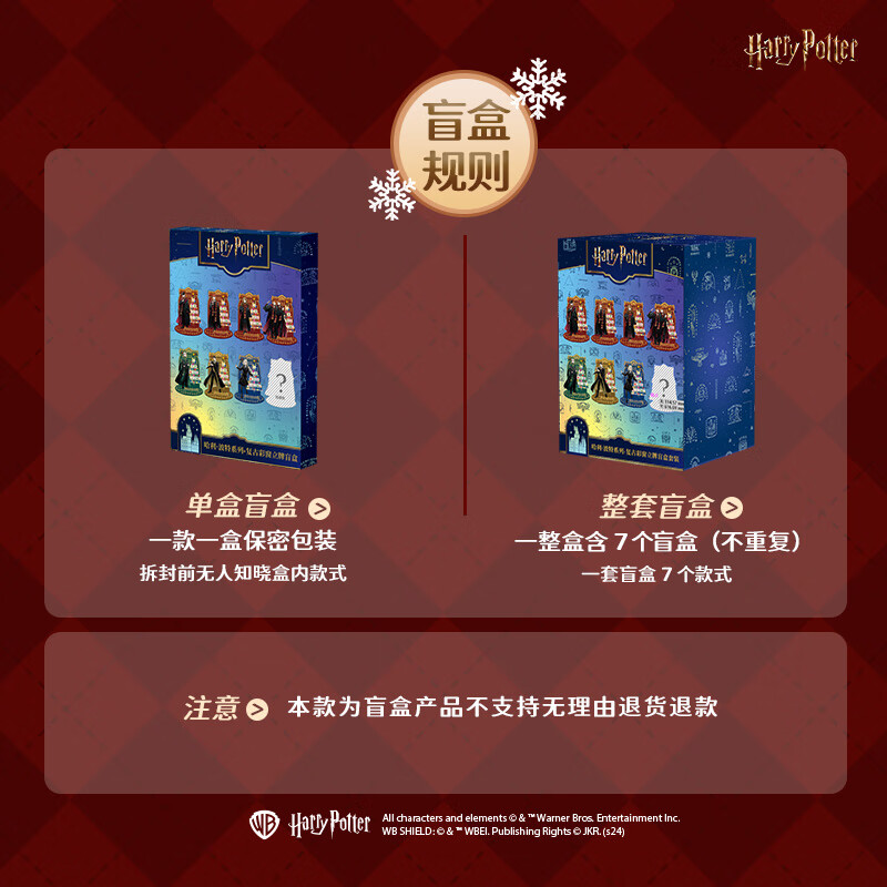 哈利·波特 复古彩窗立牌盲盒 华纳官方正版周边手办桌面摆件生日礼物送同学 端盒(内含7个,不重复)
