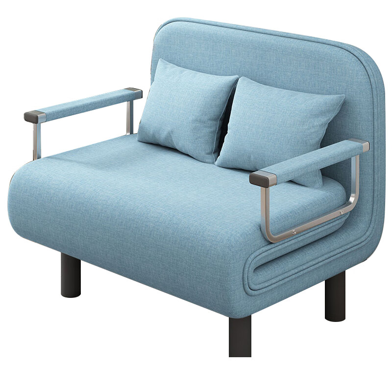 惠寻折叠沙发床一体两用折叠床客厅单人沙发床多功能布艺伸缩床可拆洗 蓝色-190*100cm