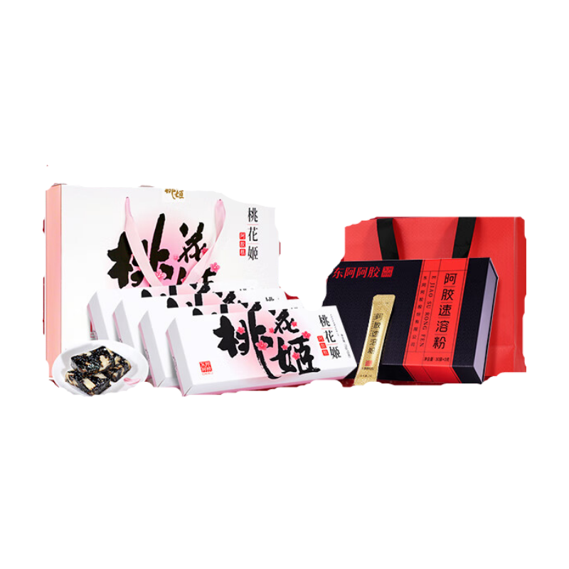 東阿阿膠官方店【倪妮推薦】桃花姬阿膠糕 即食早餐營養(yǎng)品 中秋節(jié)禮物禮品 【組合裝】桃花姬75g*4禮盒+阿膠粉3g*30袋