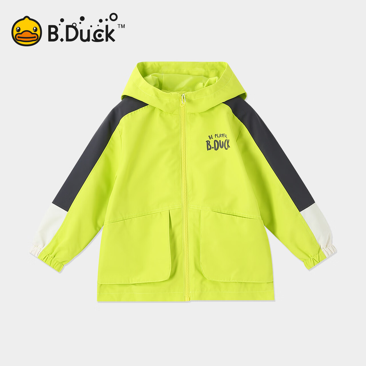 B.Duck【商场同款】小黄鸭童装男童外套连帽上衣春秋新款风衣 鲜绿 110 cm
