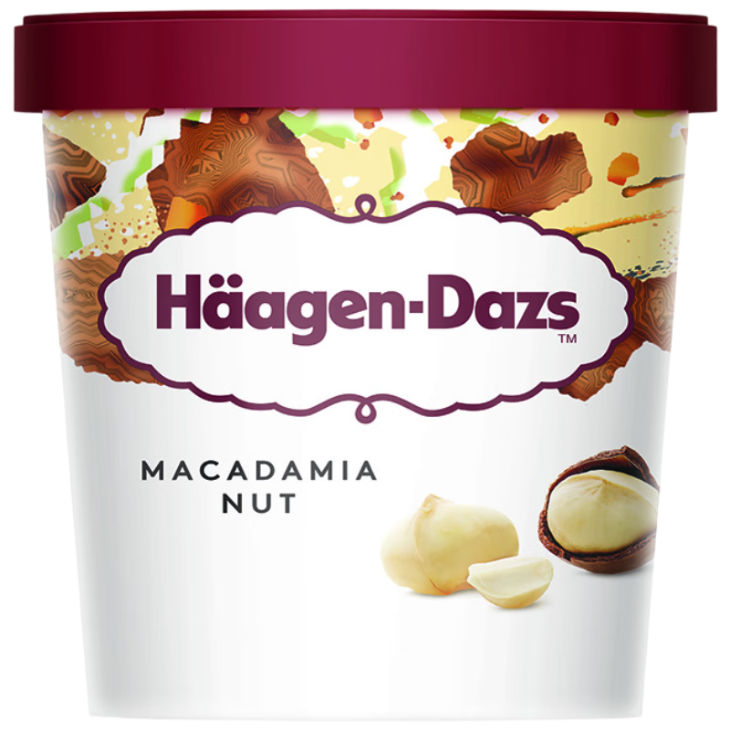 哈根達(dá)斯（Haagen-Dazs）經(jīng)典夏威夷果仁口味大桶冰淇淋473ml 家庭裝