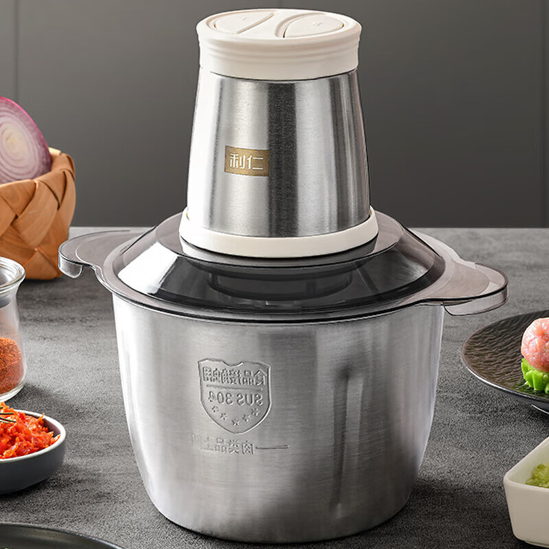 利仁(Liven)绞肉机家用绞馅机碎肉机绞菜多功能一体机辅食机 电动大容量不锈钢宝宝搅拌料理机 打蒜泥辣椒绞菜 【升级款】 3L 两档+纯铜电机+不锈钢碗
