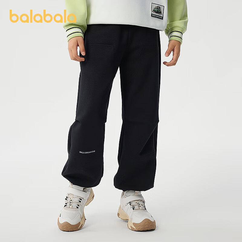 巴拉巴拉童装男童长裤儿童裤子2025新款春宽松束脚裤【商场同款】 黑色90001 150 cm