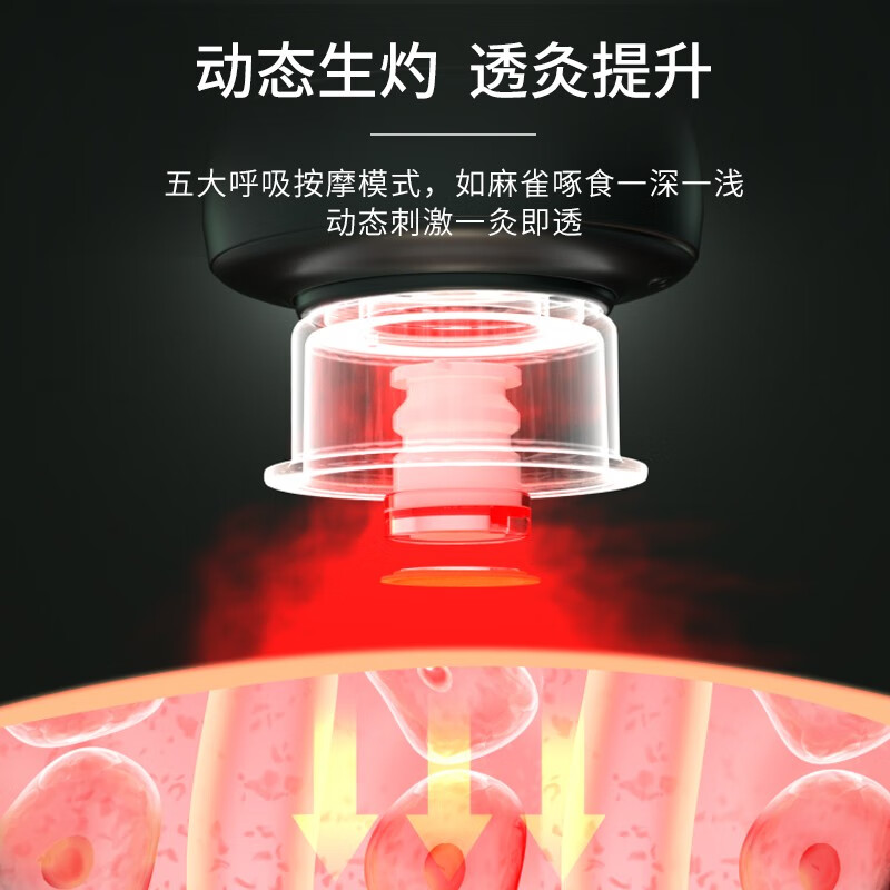 斐壹度拔罐仪艾灸家用电动刮痧仪器富贵包疏通按摩器肩颈腰背腿部经络疏通刷按摩仪送妈妈生日礼物 熔岩橙便携款【艾灸热敷·呼吸拔罐·手机智控】