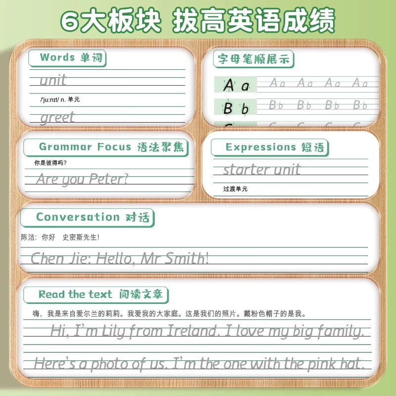 六品堂七八九年级英语字帖衡水体英文初中生专用上册下册小升初衡水字体同步人教版初一中考临摹描红硬笔书法钢笔练习中学写字练字帖本 九年级全册英语临摹2本+（褪色笔）