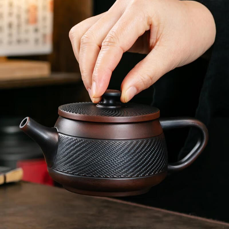 妙普乐高端品牌全手工云南紫陶凤鸣茶壶家用泡可悬停旋汉瓦壶大容 紫陶悬停汉瓦壶跳