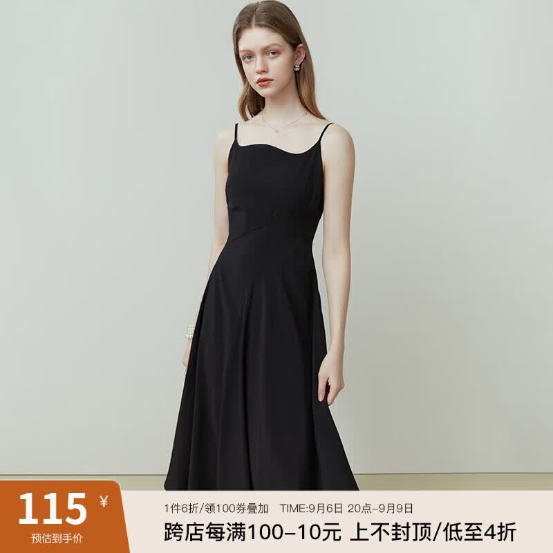 范思蓝恩23FS11070 法式吊带连衣裙女春夏季赫本风气质礼服小黑裙 黑色 S高性价比高么？
