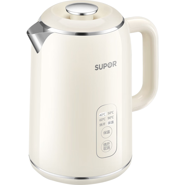 苏泊尔（SUPOR）1.5L侧显温度烧水壶316L不锈钢 5段调温保温恒温母婴冲奶粉电热水壶电水壶 SW-15T75A